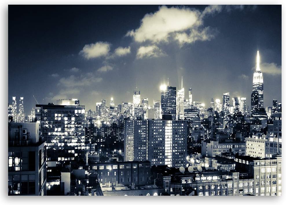 Feeby Wandbild Stadt Druckbild Leinwandbild Architektur Grau 100x70 cm Leinwandbild 100x70 cm Grau_b