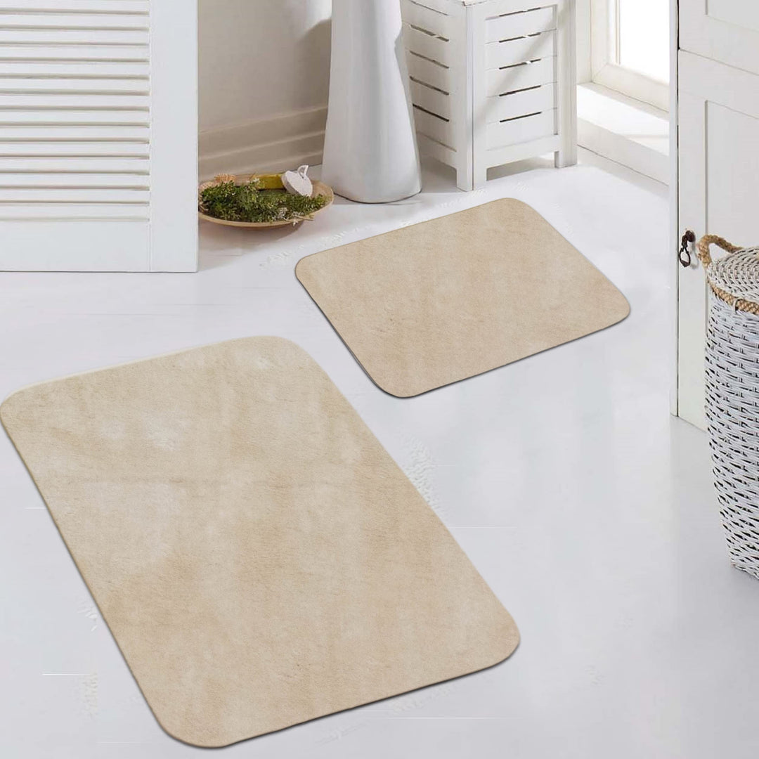 Badezimmer Teppich Set WASCHBAR | schön WARME Füsse durch Flauschiges Material | in beige, 50x60 cm