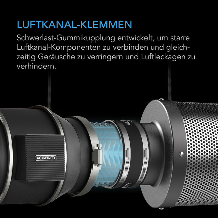 AC Infinity Geräuschreduzierende Klemme, Rohrverbinder mit | Edelstahlklemmen, flexible Gummikupplun