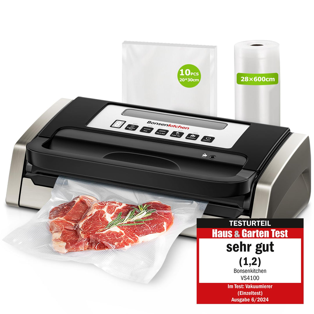 Bonsenkitchen Vakuumiergerät, Vakuumierer, Design mit Griffverriegelung, leistungsstarker geräuschar