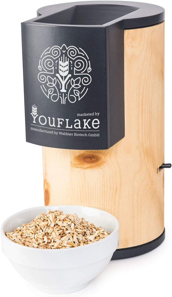 YouFlake Starter-Kit elektrisch MuesliMachine (Zirbe) elektrische Flockenquetsche Bundle mit 3 BIO M