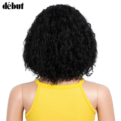 DÉBUT kurze lockige Perücke Ombre Perücke mit Pony Curl Fringe menschenähnliche perücke für Frauen 1