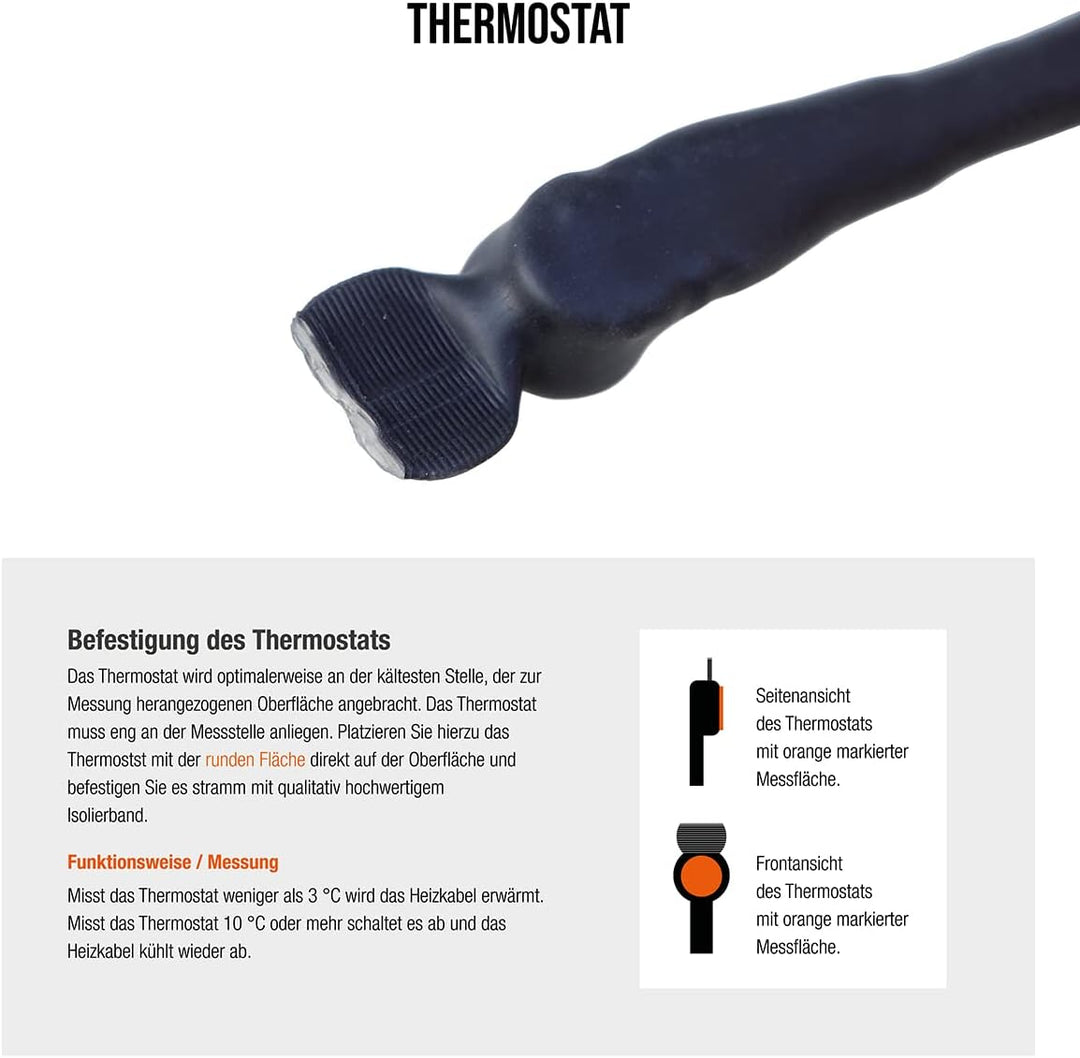 as - Schwabe EIS-Stop-Heizkabel, 8 m Frostschutz-Heizkabel inkl. Thermostat, 230V, 50/60 Hz Heizleit