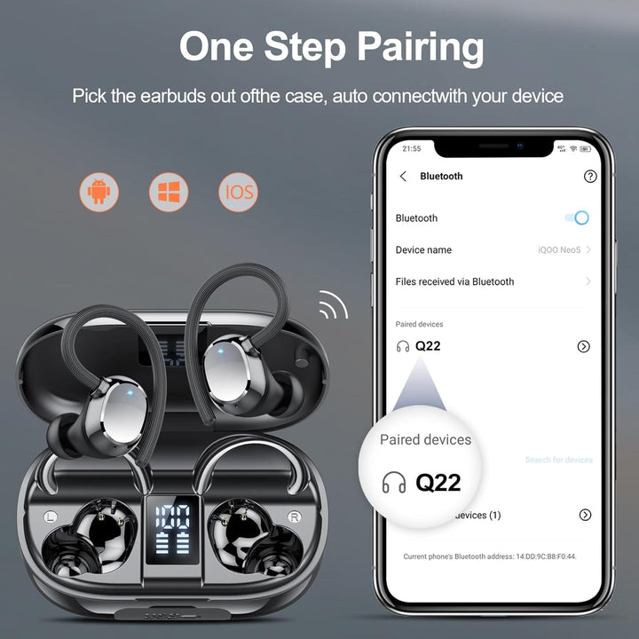 Bluetooth Kopfhörer Sport, 2025 Neue In Ear Kopfhörer Kabellos Bluetooth 5.3 mit 4 ENC Noise Cancell