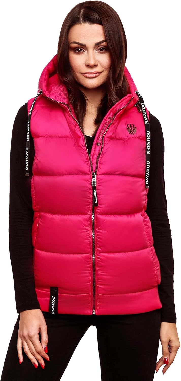 Navahoo Damen Steppweste leichte Outdoor-Weste Übergangsjacke mit Kapuze Kassidy XS-3XL S Rosa, S Ro
