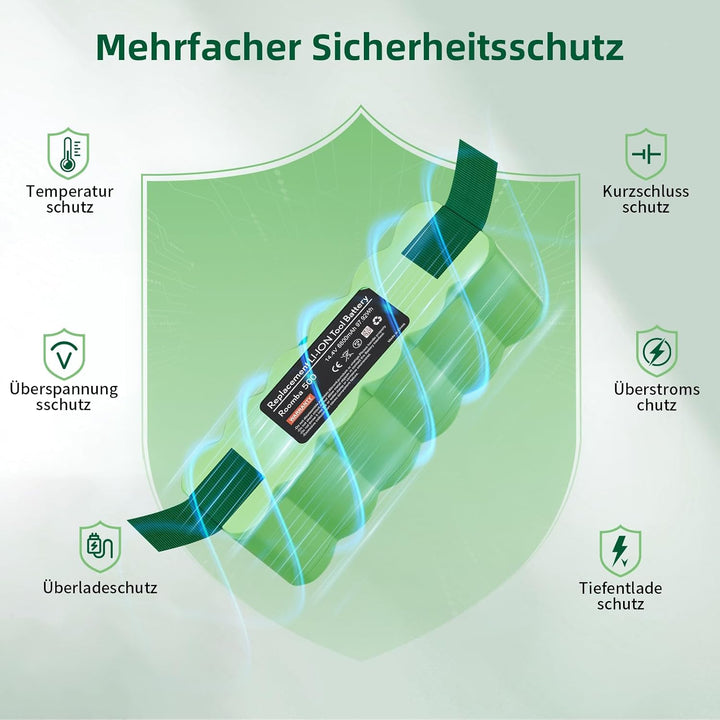 6800mAh 14,4V für iRobot Roomba Akku, Ersatzakku für iRobot Roomba 500 521 530 560 563 565 600 605 6