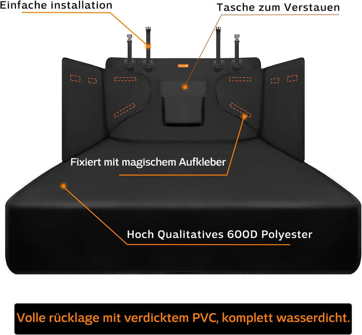Alfheim Kofferraumschutz Hund - wasserabweisend & pflegeleicht - Universal Ideale Autodecke - Schwar