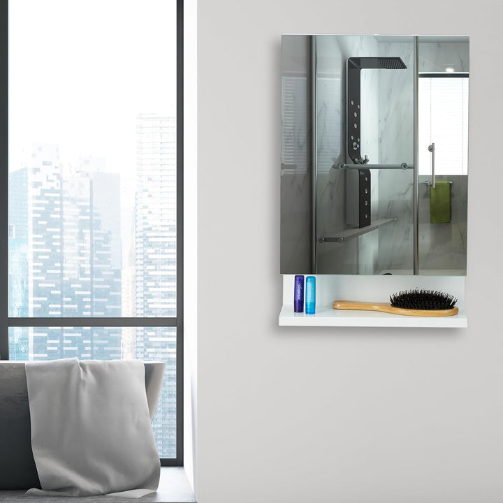 Relaxdays, 1-türig, weiss Badspiegelschrank, Steckdose, Badezimmerschrank, Wandschrank, H x B x T: 5