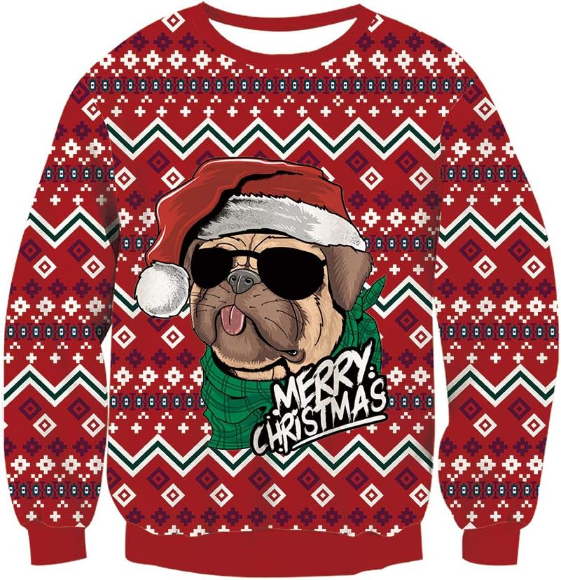 NEWISTAR Unisex Weihnachtspullover Strickpullover 3D Druck Herren Damen Pullover Weihnachten Jumper