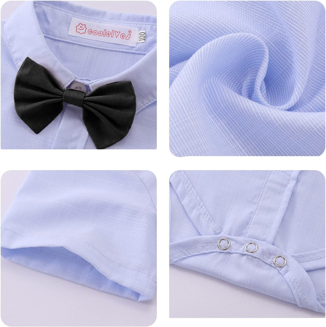 Volunboy Baby Jungen Anzug Set Bekleidung Hemd mit Fliege + Hosenträger Shorts Strampler Anzug 2-3 J