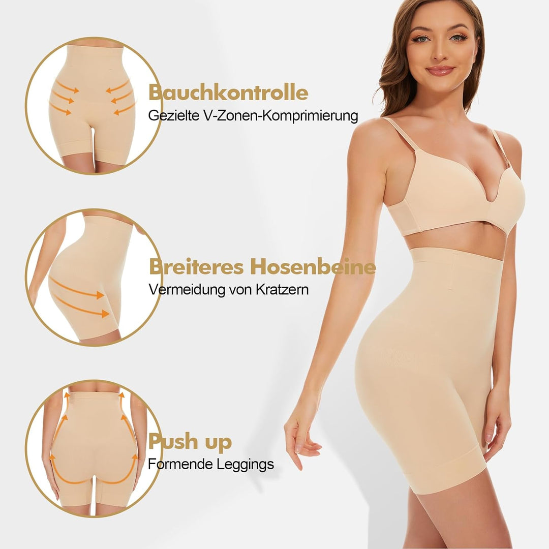 SIMIYA Bauchweg Unterhose Damen Hohe Taille Shapewear Nahtlose Miederhose mit Bein Figurenformend Mi