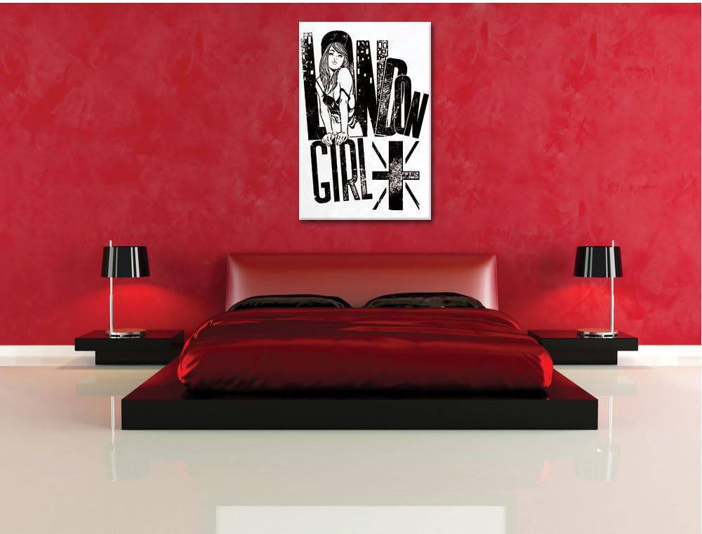 Pixxprint London-Girl White Bild auf Leinwand, XXL riesige Bilder fertig gerahmt mit Keilrahmen, Kun