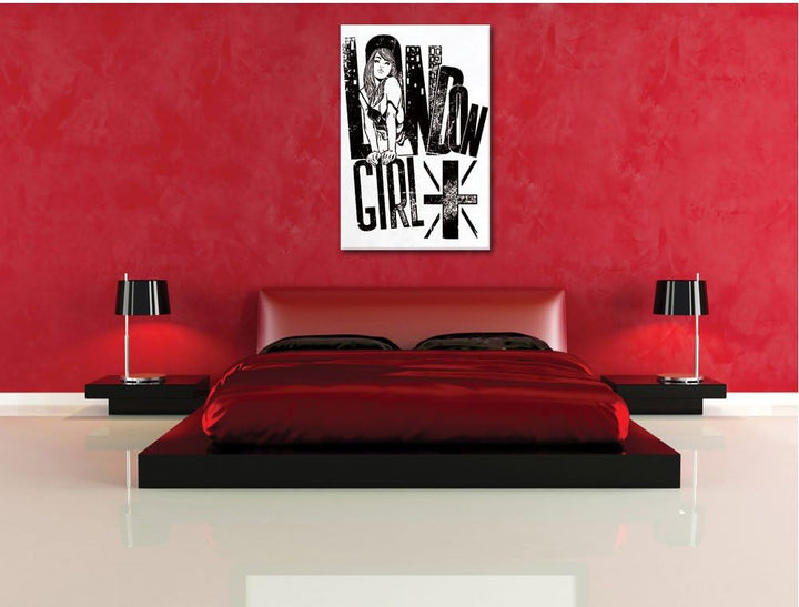 Pixxprint London-Girl White Bild auf Leinwand, XXL riesige Bilder fertig gerahmt mit Keilrahmen, Kun
