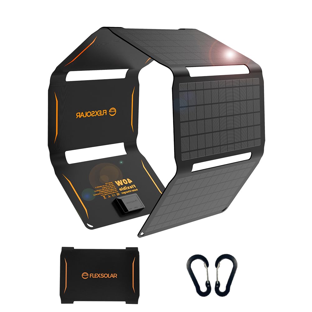 40W Faltbar Solar Ladegerät, ETFE Monokristallines Solarpanel 3-Port USB PD18W QC3.0 Type-C Tragbare
