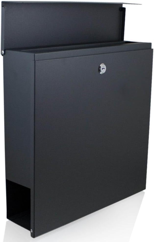 BITUXX® Wandbriefkasten 17373 Briefkasten Postkasten Mailbox Letterbox mit Zeitungsfach Dunkelgrau