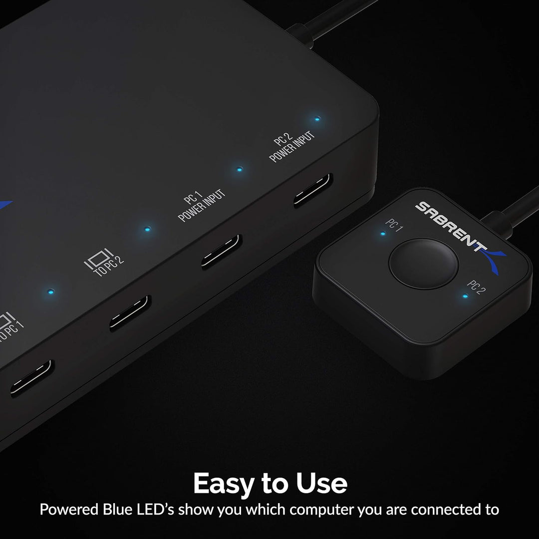 Sabrent 2-Port-USB-KVM-Switch Typ C mit 60-Watt-Stromversorgungsoption (USB-KCPD) USB, 1 HDMI OUT