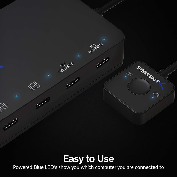 Sabrent 2-Port-USB-KVM-Switch Typ C mit 60-Watt-Stromversorgungsoption (USB-KCPD) USB, 1 HDMI OUT