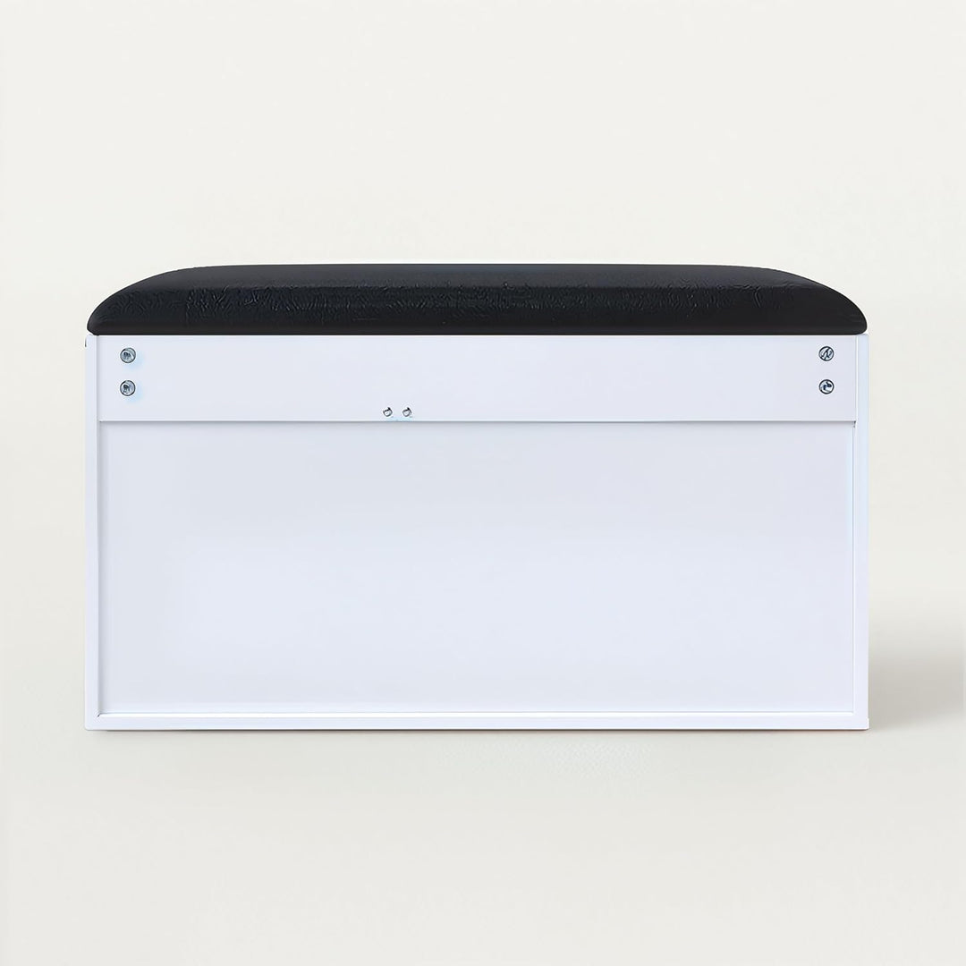 BOXIMO TRIA Schuhschrank mit Sitzbank, MDF und Polyester, 80 x 43 x 30 cm Weiss, Weiss