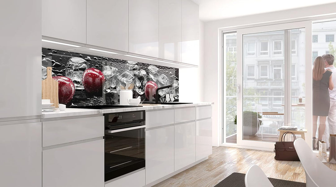 StickerProfis Küchenrückwand selbstklebend Glasoptik - Kirschen UND EIS - 1.8mm, Versteift, alle Unt