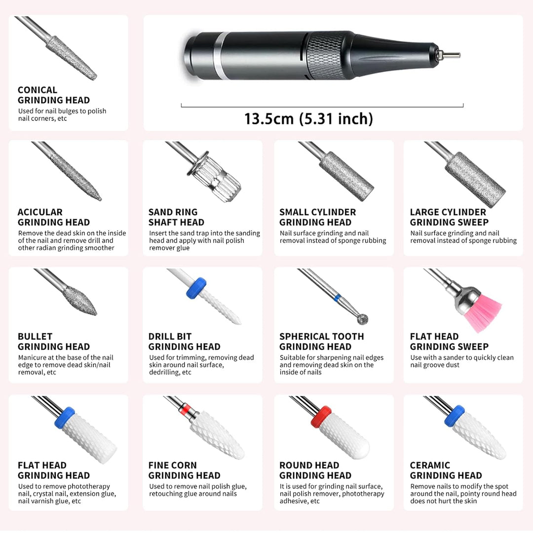 Elektrischer Nagelfräser Professionell, Tragbare Nagelfeile für Acryl-Gel-Nägel, 35000 U/min Kabello