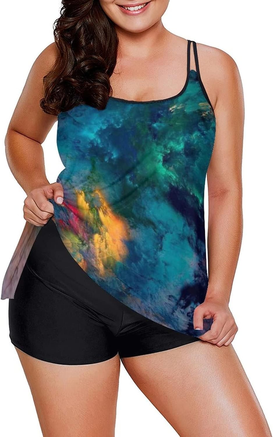 wihnsinop Tankini Damen Bauchweg Bademode Set Damen Freizeit Tankini Badeanzug Zweiteiler Tankinis S