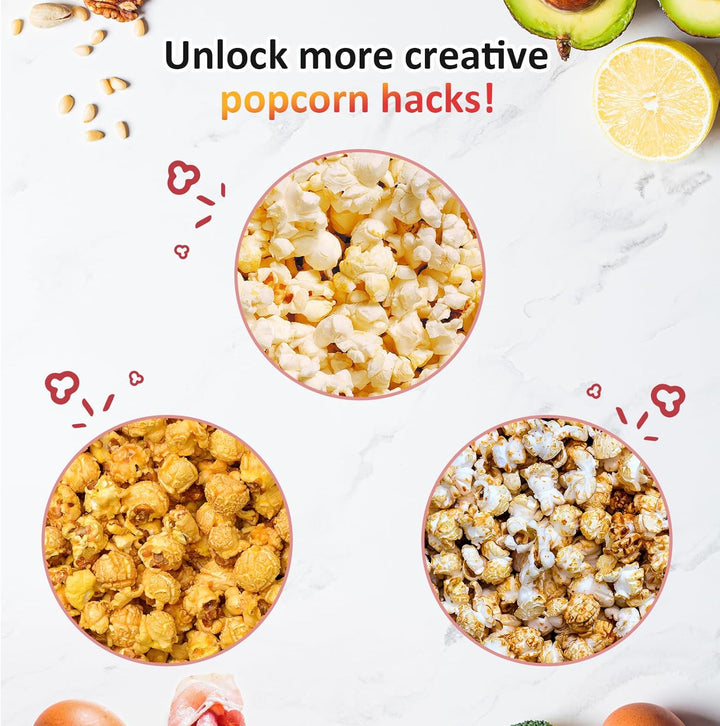 VINATO Popcornmaschine, 1200W Popcornmaschine Heissluft, Ölfreie Technologie, Tragbar Popcorn Maker