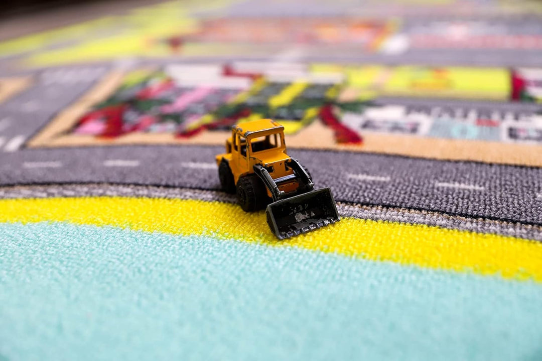 Autoteppich für Kinder in der Stadt - 130 x 200 cm | Strassenspielmatte | Circuit-Fussmatte für Kind