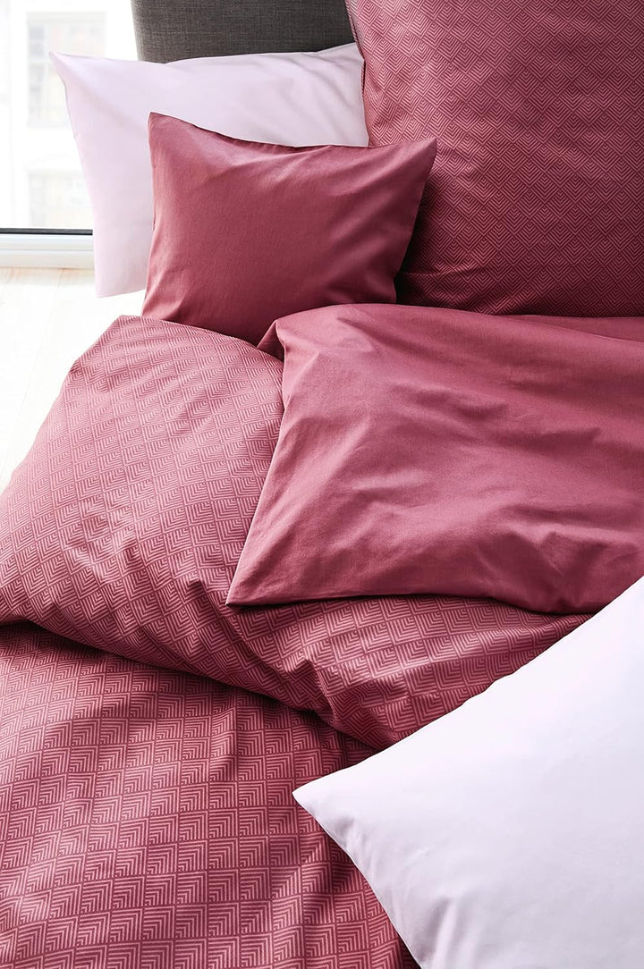 Beddress - Luxus-Satin-Bettwäsche, Uni Rosenholz, 200x200 + 2x80x80 cm, 100% gekämmte Baumwolle, Oek