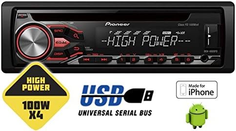 Pioneer DEH-4800FD High Power Autoradio mit RDS-Tuner, USB und AUX-In Unterstützt iPod/iPhone und di