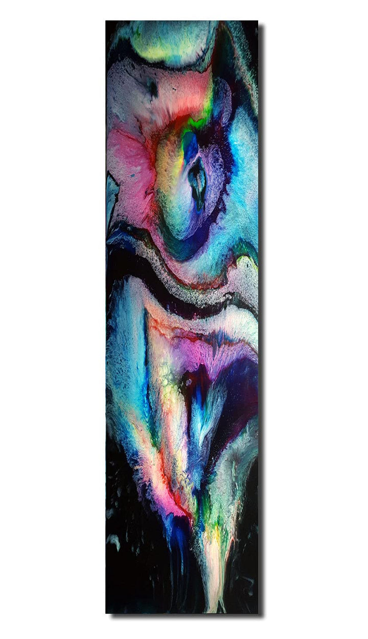 Bild auf Metall - 25 cm x 100 cm Moderne Kunst abstrakt - Kunstdruck auf leuchtend glänzenden Alumin