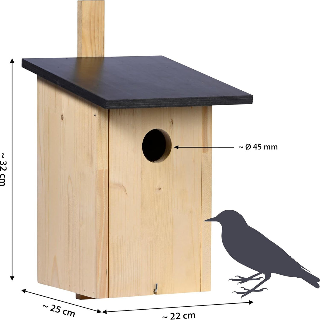 dobar® Klassischer Nistkasten für Stare und Spechte - Vogelbrutkasten zum Aufhängen - 22 x 25 x 32 c