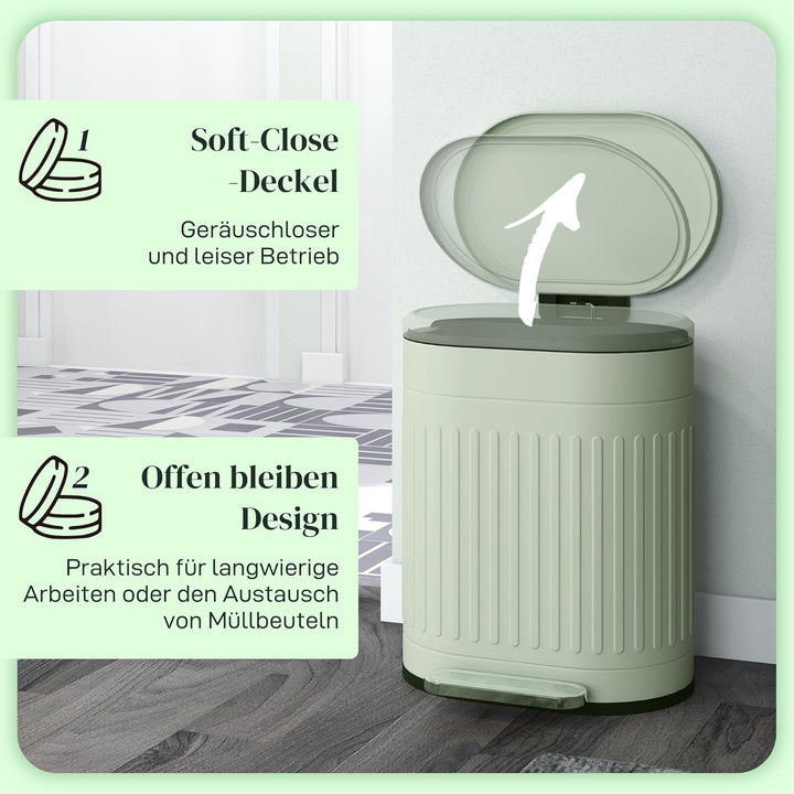 HOMCOM Mülleimer 20L mit Deckel und Fusspedal Grün 36,5 x 31,2 x 45 cm | Mit Deckel und Fusspedal, M