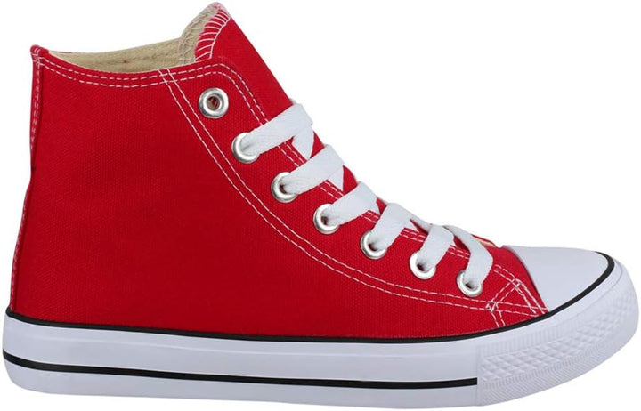 Elara Unisex Sneaker Sportschuhe High Top Turnschuh Chunkyrayan 36 EU Rot Basic, 36 EU Rot Basic