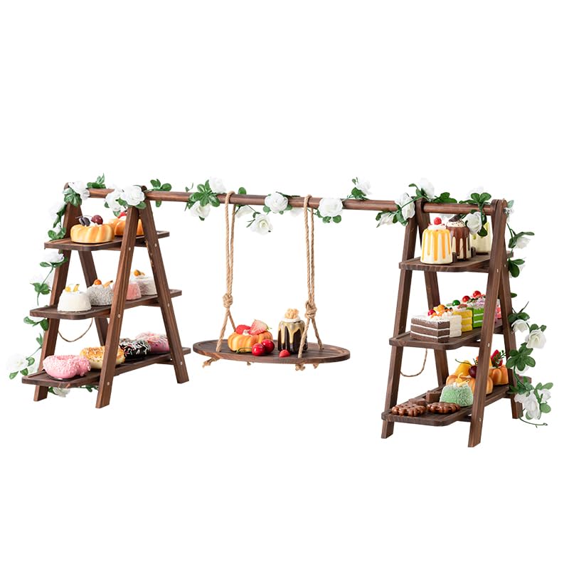 Cupcake Ständer Holz, Tortenständer 3 Etagen, Akazienholz Etagere 3 Etagen Holz für Lebensmittel, kl