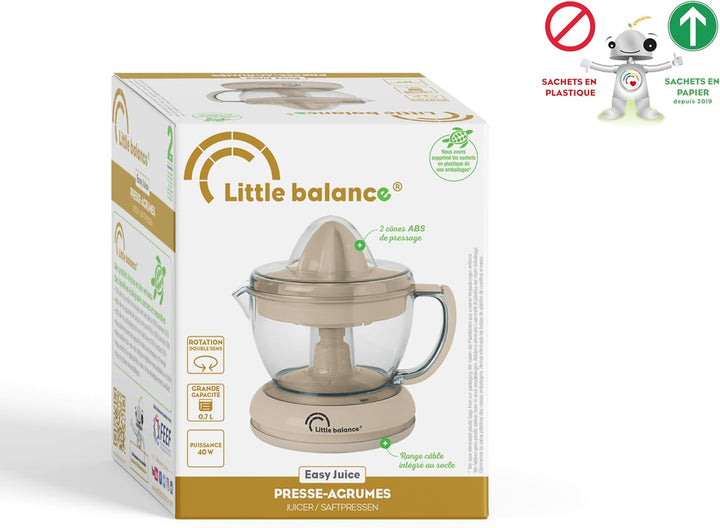 LITTLE BALANCE 8832 Little Juice Elektrische Zitruspresse, grosses Fassungsvermögen 0,7 l, doppelte
