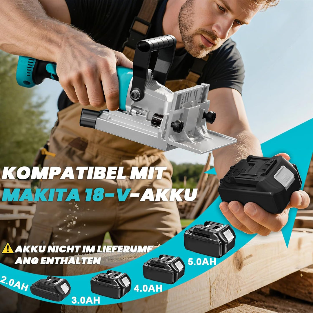 LIVOWALNY Flachdübelfräse Kompatibel Mit Makita 18V : Akku-Nutfräse Mit Staubbeutel & flachdübel für