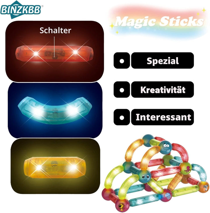 BINZKBB Magnetische Bausteine Konstruktion Bauen Set,Gross 52 Teile Magnete Pädagogisches kreatives