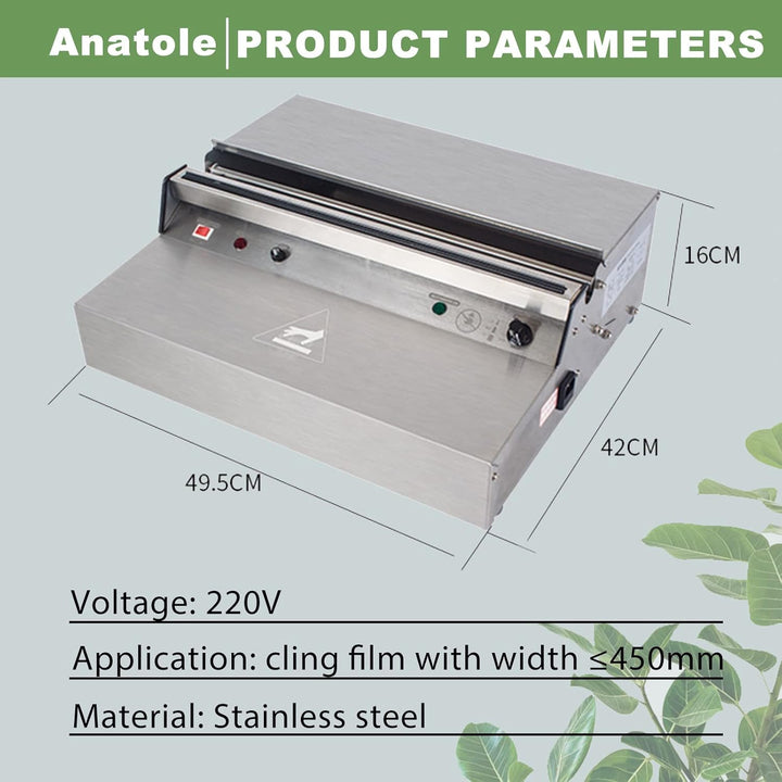 Anatole Frischhaltefolie Verpackungsmaschine aus Edelstahl 450mm Elektrischer Folienspender Kommerzi