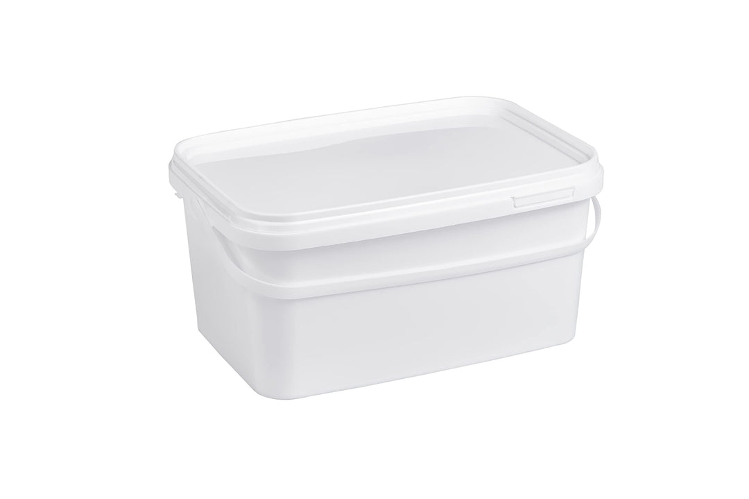 Eimer mit Deckel 3l, Eimer rechteckig, Plastikeimer weiss, lebensmittelecht, 3 Stück 3L - 3 Stück We