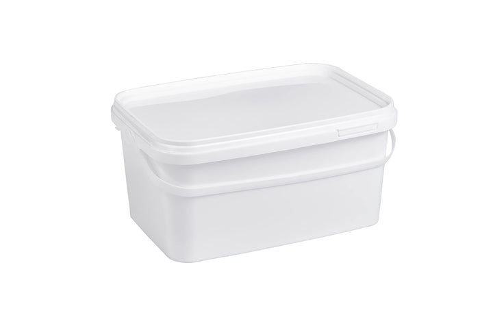 Eimer mit Deckel 3l, Eimer rechteckig, Plastikeimer weiss, lebensmittelecht, 3 Stück 3L - 3 Stück We