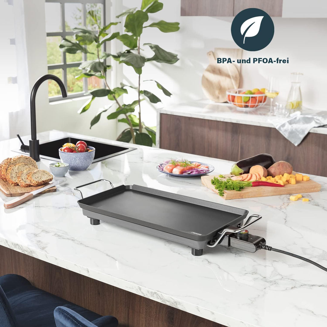 Plancha Princess Chef Pro Classic schwarz – Aluguss – 4 Personen – 46 x 26 cm – 2000 W, 46 x 26 cm