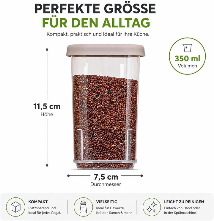 IDOBY 12er Set Gewürzbox aus Kunststoff, Transparente Gewürzdose, BPA-Freiem Kunststoff Camping Gewü