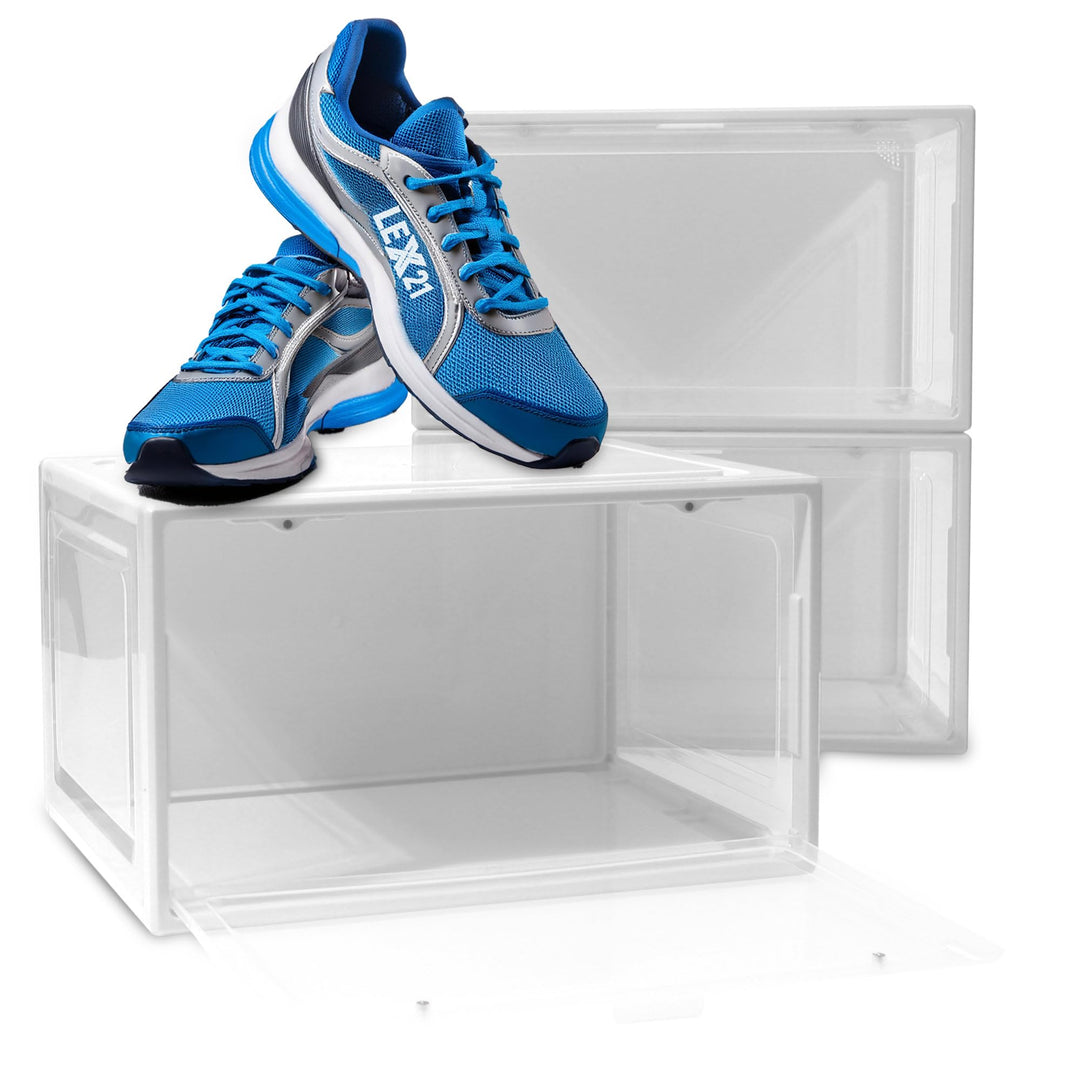 BITUXX LEX21 Schuhbox Stapelbar Aufbewahrungsbox Kunststoffbox Schuhkasten Schuhkarton Schuhorganize