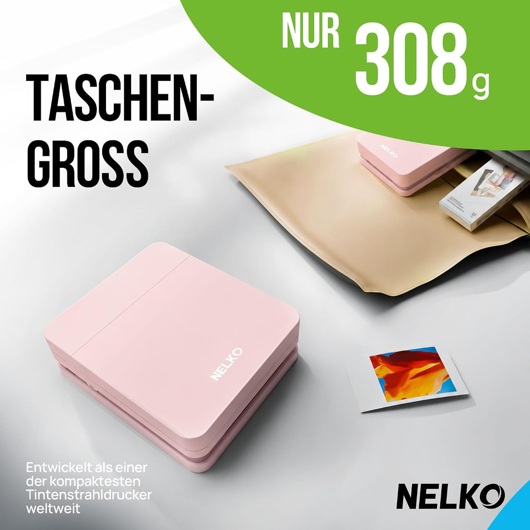 Nelko Fotodrucker PP01 Farbe Tragbarer Mini Fotodrucker, Rosa