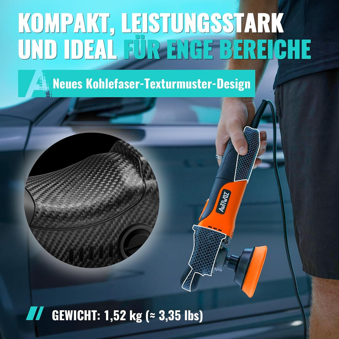 AUTIWOZ Mini Poliermaschine Auto, 600W Polierer mit 6 Variable Geschwindigkeiten 2800-6800 RPM, Abne
