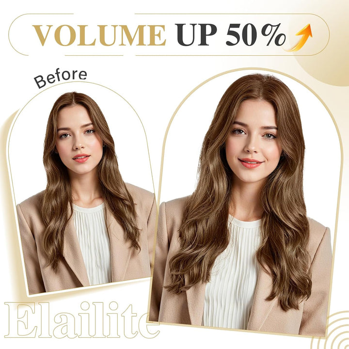 Elailite Clip in Extensions Echthaar, 8 Tressen Haarverlängerung, 20cm-45g Glattes Haarteile Haarext