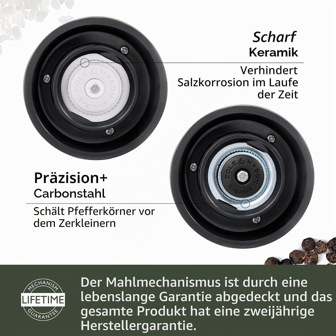 Cole &amp; Mason H59428G Derwent Gunmetal Grau Salz und Pfeffer Mühle, 2er Set Manuell, Edelstahl/Acryl,