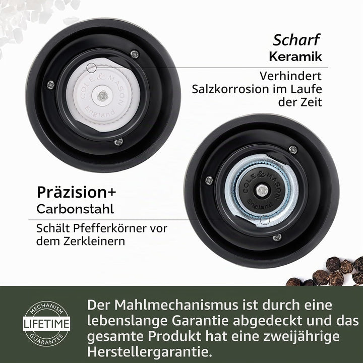 Cole &amp; Mason H59428G Derwent Gunmetal Grau Salz und Pfeffer Mühle, 2er Set Manuell, Edelstahl/Acryl,