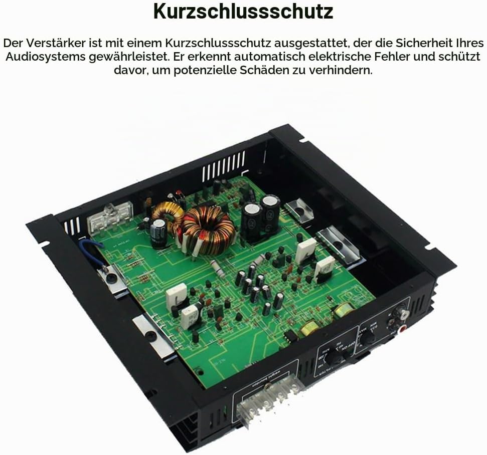 Shkalacar 2 Kanal Car Audio Mini Verstärker, 3800W Stereo Verstärker mit Niederfrequenzsteuerung, Ph