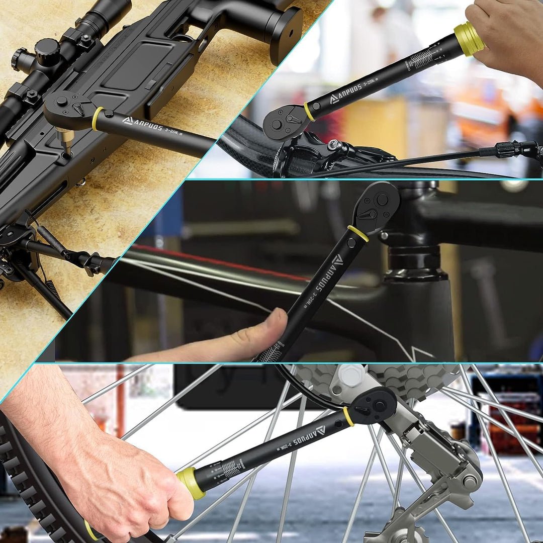ANPUDS Drehmomentschlüssel 1/4", 3-25 NM Fahrrad &amp; Motorrad, 0,1NM Mikro-Einstellung mit Arretierung